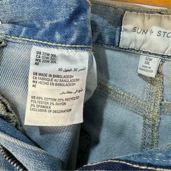 Sun + Stone NWT Men’s 32 X 30 Stretch Straight Leg Denim Jeans Stone Wash Street - Picture 9 of 9